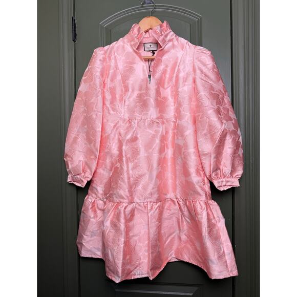 NWT Tuckernuck Bellini Fil Coupe Palmerston Pastel Pink Mini Jacquard Dress XS - Picture 3 of 9